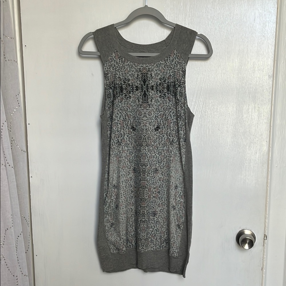 All Saints Gray Floral Sleeveless Dress